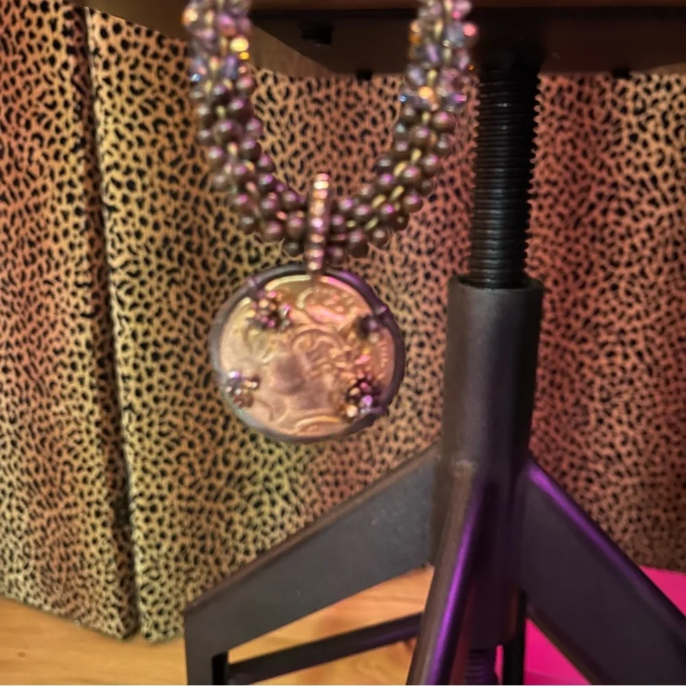 𝐁𝐔𝐘 𝐎𝐑 𝐁𝐘𝐄💥MIRIAM Haskell Necklace- coin pendant beaded chain w/ toggle closure - Picture 6 of 10